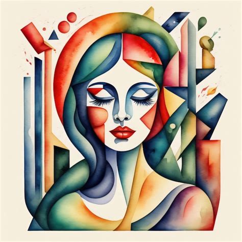 Premium AI Image | Vibrant abstract shape art of a young lady