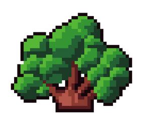 Pixelated Tree For Game Setting Forest Botany Vector Image