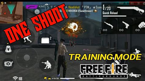 New Vidio Oneshoot Training Mode Fre Fire Batleground Youtube