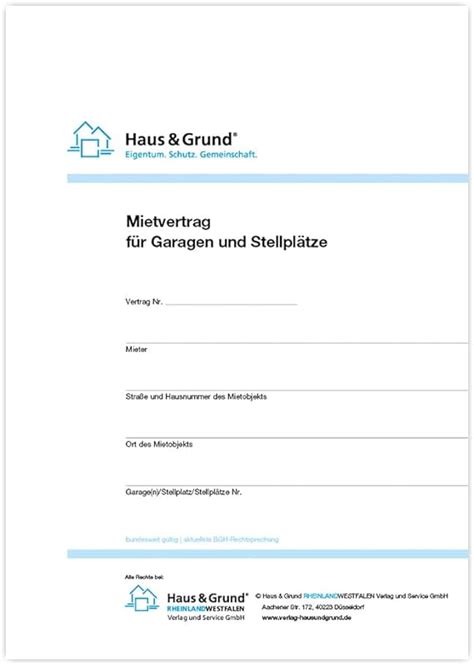 Haus Grund Mietvertrag Fuer Garagen Und Stellplaetze 1 Satz 2