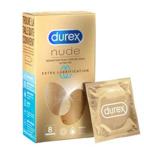 Durex Nude Extra Lubrification Sensation Peau Contre Peau 8 préservatifs