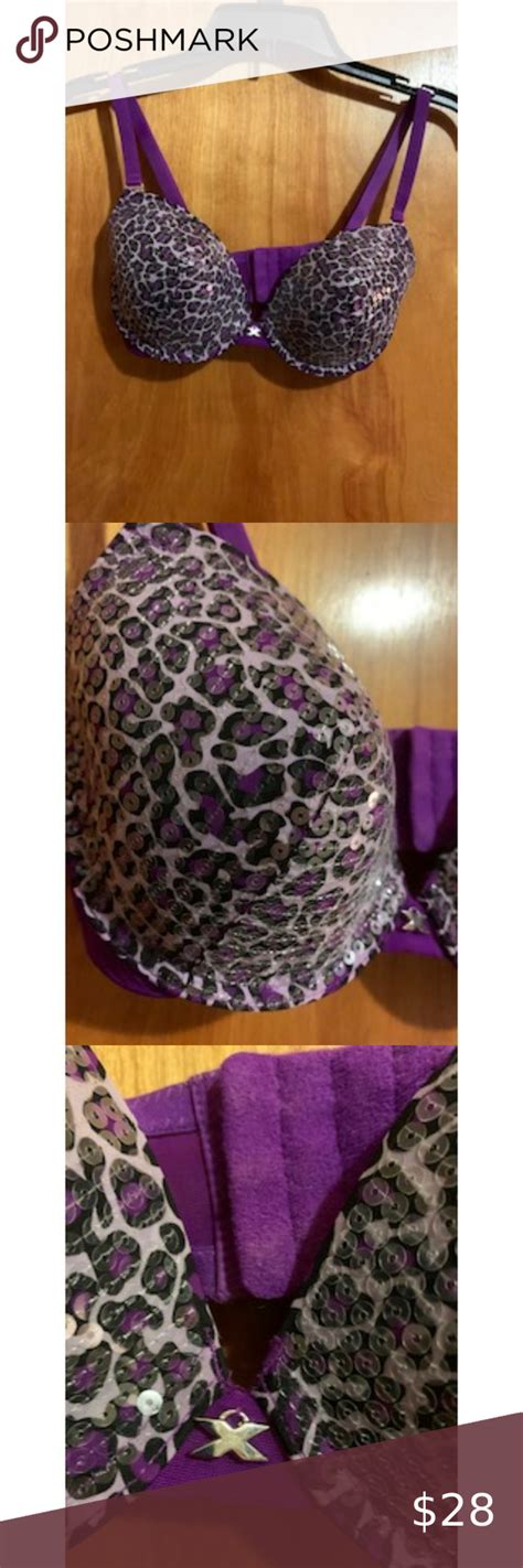 Frederick S Of Hollywood Purple Cheetah Print Shiny Bra 32d Fredericks Of Hollywood Plus