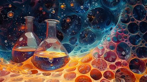 Colourful Chemistry Flasks Premium Ai Generated Image