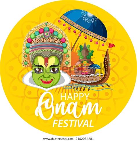 Vektor Stok Onam Hindu Harvest Festival Poster Illustration Tanpa