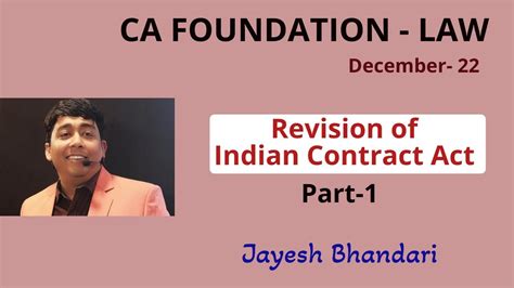 Ca Foundation Law Revision Contract Act Part 1 December 22