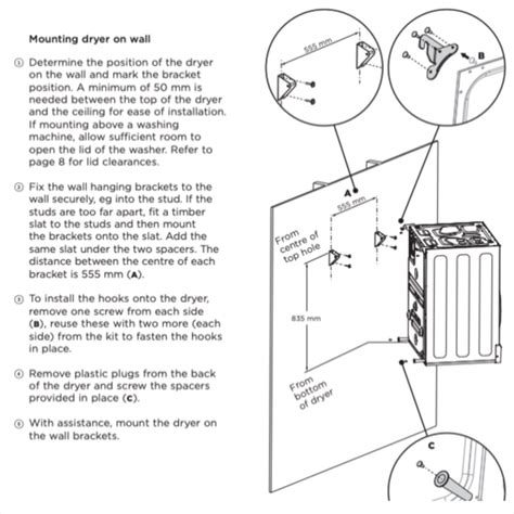 Fisher Paykel Haier Dryer Wall Hanging Brackets H B