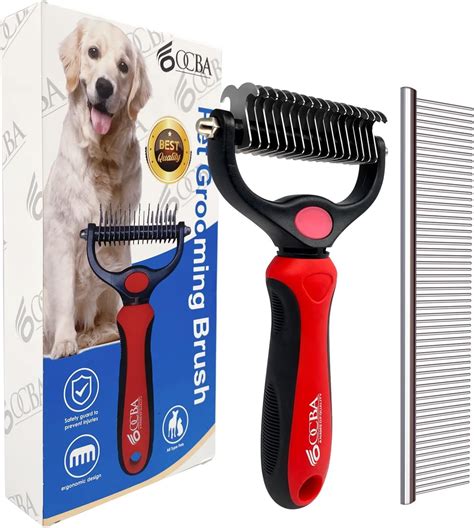 Ocba Pet Grooming Brush Double Sided Shedding And Dematting Rake Comb For