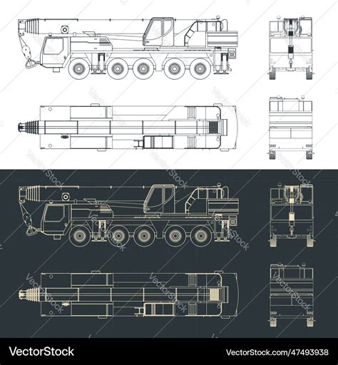 Mobile crane drawings Royalty Free Vector Image