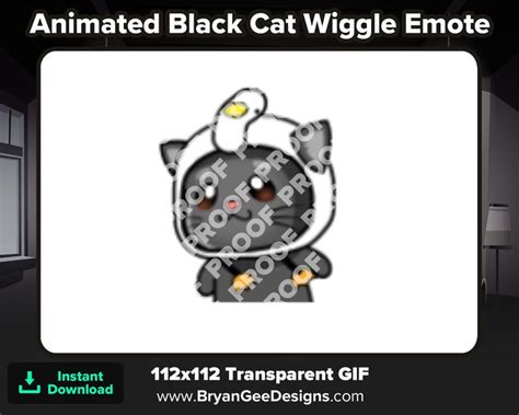 An Animated Black Cat Wiggle Emote Is Featured In This Graphic Design