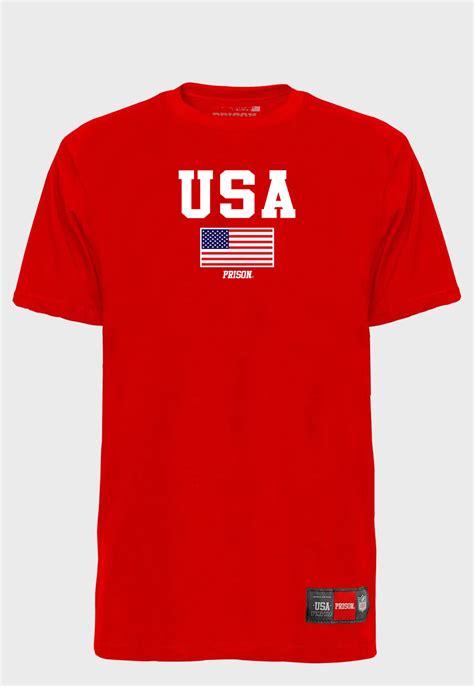 Camiseta Oversized Prison Usa Red