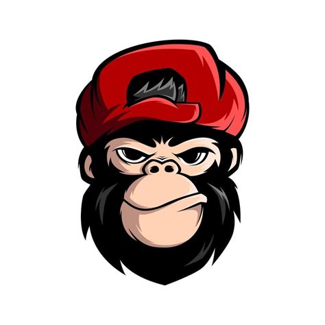 AWESOME MONKEY HEAD WITH HAT VECTOR MASCOT LOGO