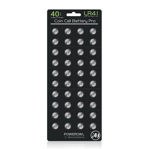 POWEROWL 40 Pack LR41 AG3 L736 392 384 192 Battery 1 5V Button Coin