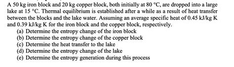 Solved A Kg Iron Block And Kg Copper Block Both Chegg