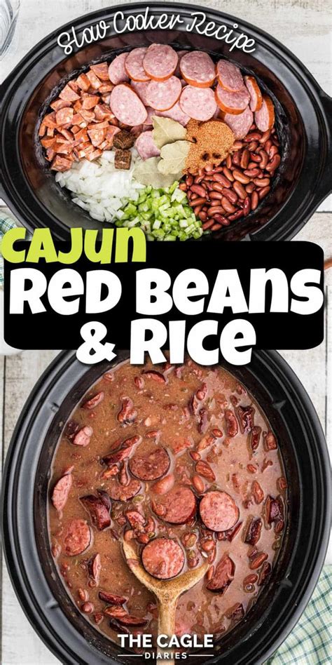 Cajun Red Beans And Rice In The Crock Pot With Text Overlay