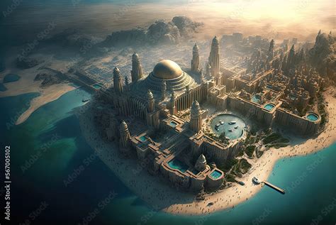 Atlantis, the lost underwater city. Generative AI illustration. Stock ...