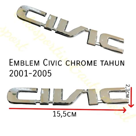 Jual Emblem Logo Huruf Tulisan Stiker Lambang Honda Civic Lama Chrome