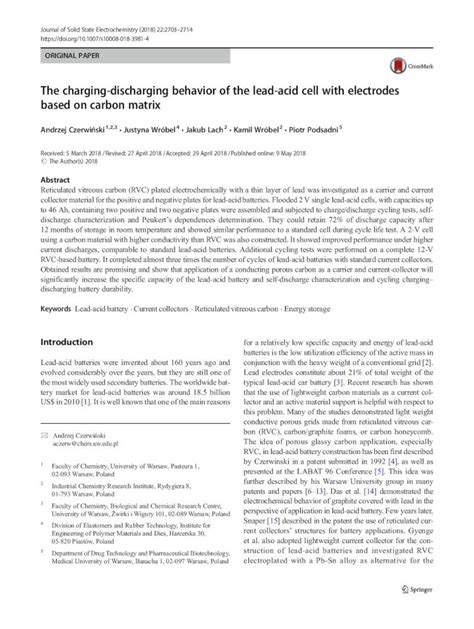 Pdf The Charging Discharging Behavior Of The Lead Acid Cell With 2 V Cells With Rvc