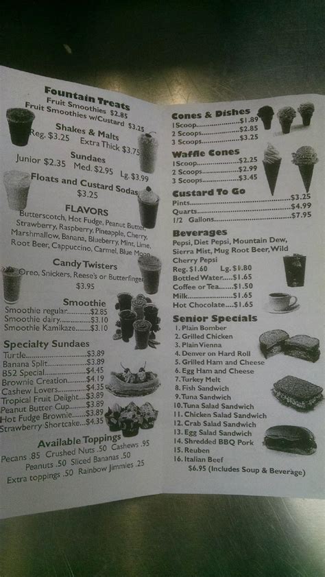 Menu at B52 Bombers fast food, Menomonee Falls