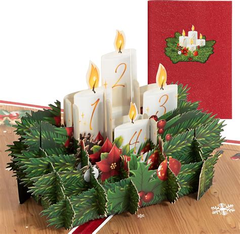 Bofunx D Christmas Card Pop Up Christmas Greeting Card Advent Wreath