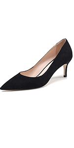 Amazon Eldof Women S Low Heel Pumps Pointed Toe Kitten Heels 1 4