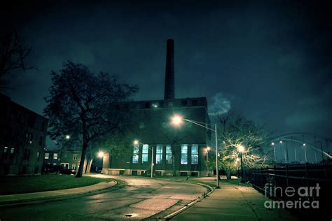 Chicago Urban Industrial Night Scenery Photograph By Bruno Passigatti