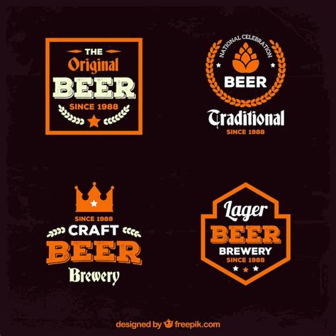 Colecci N De Logos Planos De Cerveza Vector Premium