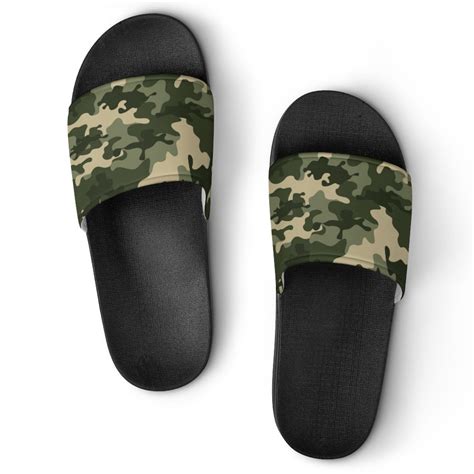 Gzhjmy Stylish Slides For Women Men Camouflage Seamless Pattern Soft