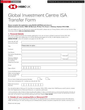 Fillable Online Global Investment Centre Isa Transfer Form Fax Email