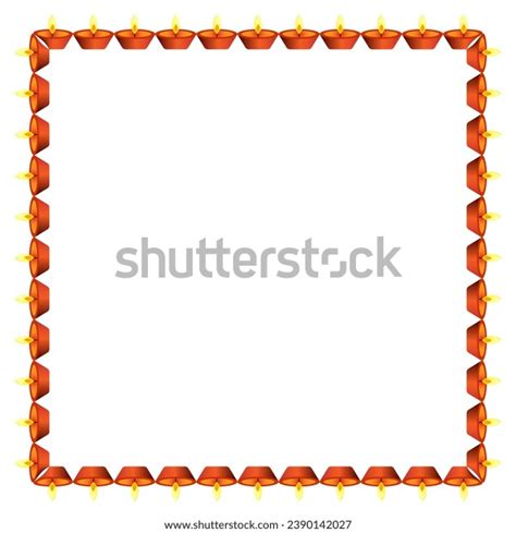 Diwali Festival Frame Diya Rectangular Border Stock Vector (Royalty ...