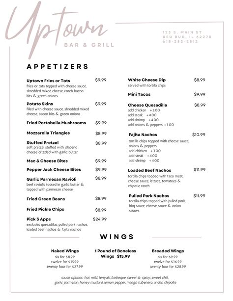 Menu – Uptown Bar & Grill