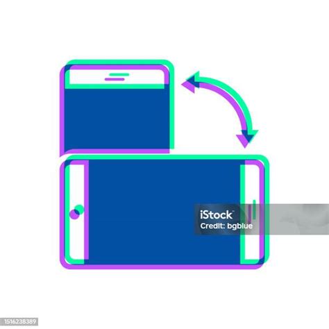 스마트폰을 회전합니다 흰색 배경에 두 가지 색상이 오버레이된 아이콘 0명에 대한 스톡 벡터 아트 및 기타 이미지 0명 3