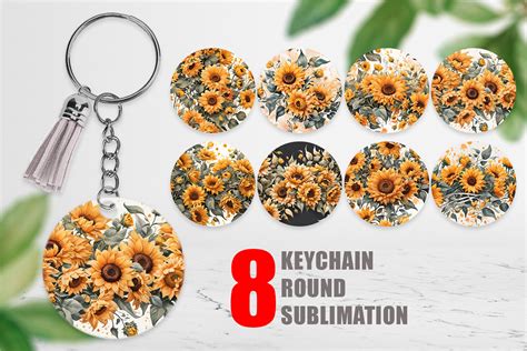 Keychain Sunflowers Pattern Graphic By Artnoy Creative Fabrica