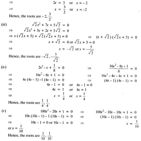 Ncert Solutions For Class 10 Maths Chapter 4 Quadratic Equations Ex 4 2