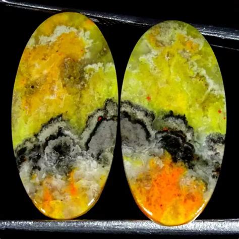 Cts Natural Bumble Bee Jasper Oval Pair Cabochon Loose Gemstone