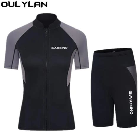 Oulylan 2MM Short Sleeve Wetsuit Couple Separation Snorkeling Suit Sun