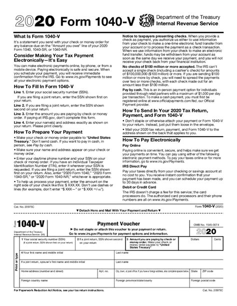 2020 Form 1040 V Fill Online Printable Fillable Blank Form