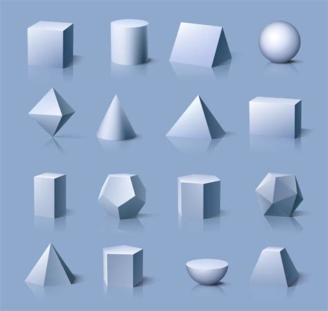 3D geometric shapes set. Cube, cylinder, pyramids 21630101 Vector Art ...