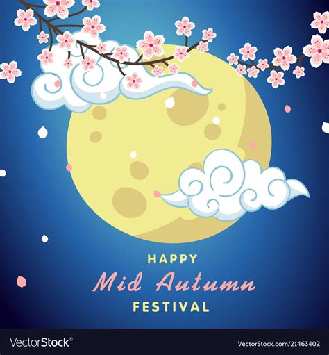 Happy mid autumn festival moon and cloud Vector Image