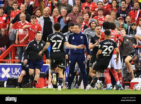 Scenes On The Bench After An Altercation Between Paul Heckingbottom