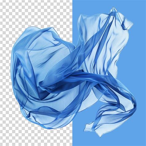 Blue Flying Fabric Png Isolated On Transparent Background Premium AI