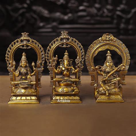 Buy ARTSIKIA Brass Ganesh Laxmi Saraswati Pair Statue Laxmi Ganesh