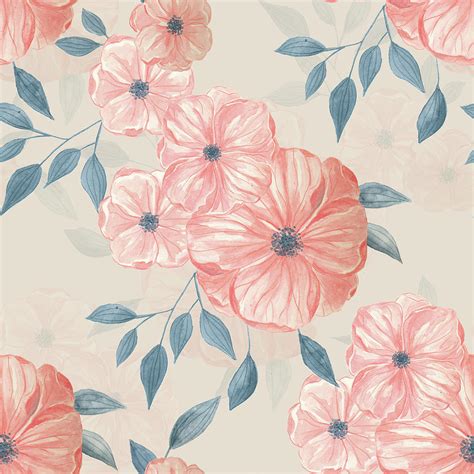 Seamless Watercolor Floral Pattern Painting By Katerina Kirilova