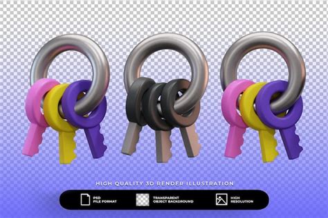 Premium Psd 3d Render Key Set Illustration Isolated