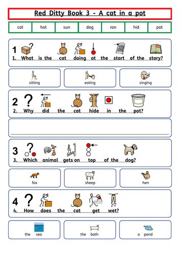 Read Write Inc Red Ditty Comprehension Teaching Resources