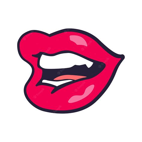 Premium Vector Red Female Lips In Pop Art Style On A White Background