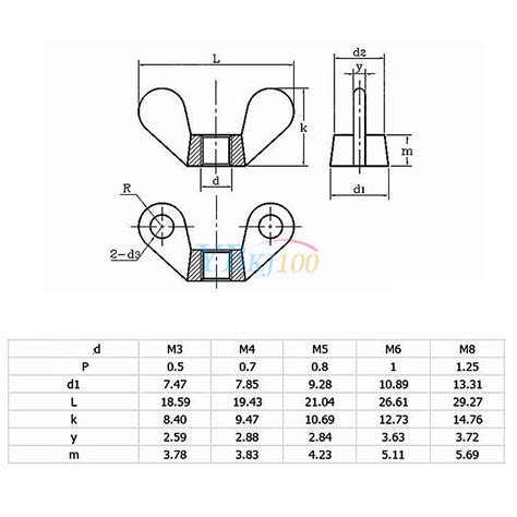 10pc M3 M4 M5 M6 M8 316 Stainless Steel Wing Nuts Butterfly Nut DIN315