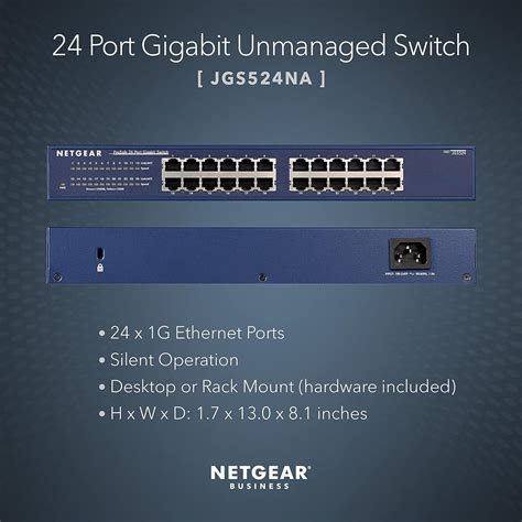 NETGEAR 24-Port Gigabit Ethernet Unmanaged Switch (JGS524) - Desktop or Rackmount and Limited ...