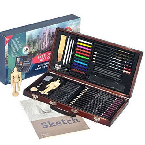 GetUSCart- Sketching Drawing Art Set,58pcs Professional Wooden Artist ...