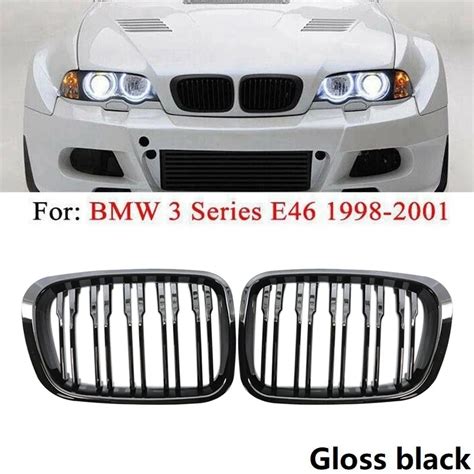 Gloss Black Front Kidney Double Line Grille Sport Grill For Bmw E