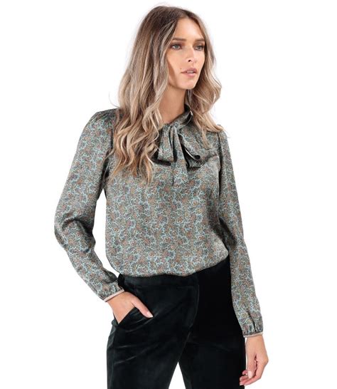 Elegant Blouse Made Of Printed Satin Print Yokko